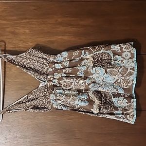 Angie Brown and Blue Floral Tank Top